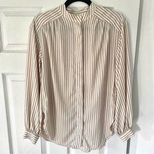 H&M Creamy white and Gray Striped Blouse
